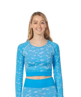 Camouflage seamless Ribbed Series crop top Blue